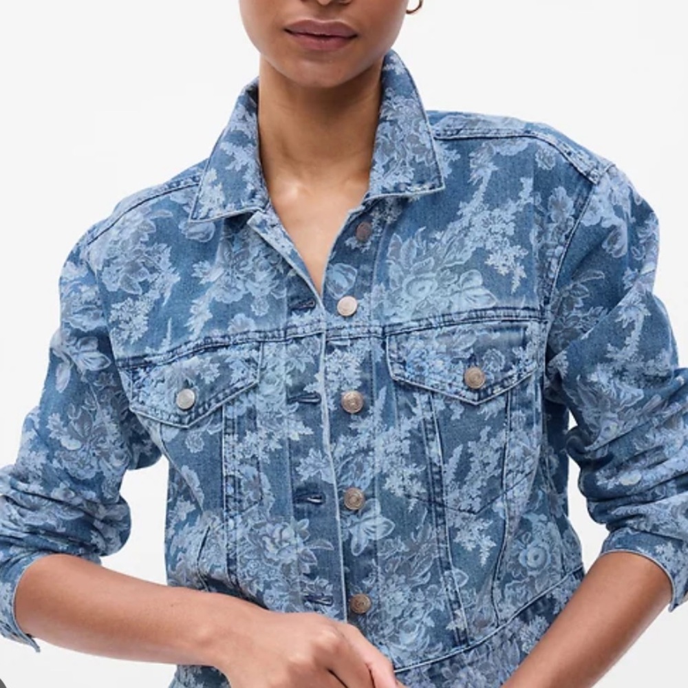 NEW GAPxLoveShackFancy Floral Icon Denim Jacket